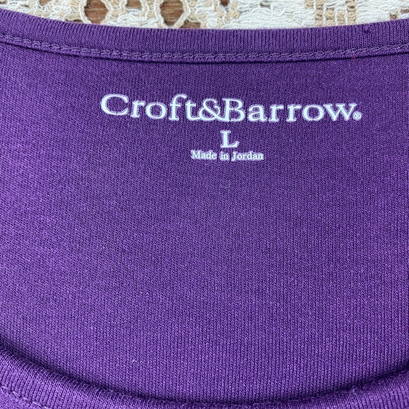 Croft & Barrow Women's T-Shirt L Angel Wings Rhinestones Purple Long Sleeve Pima - Picture 4 of 12